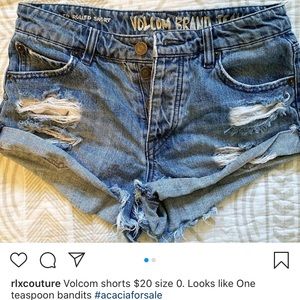 Volcom denim rolled cutoffs